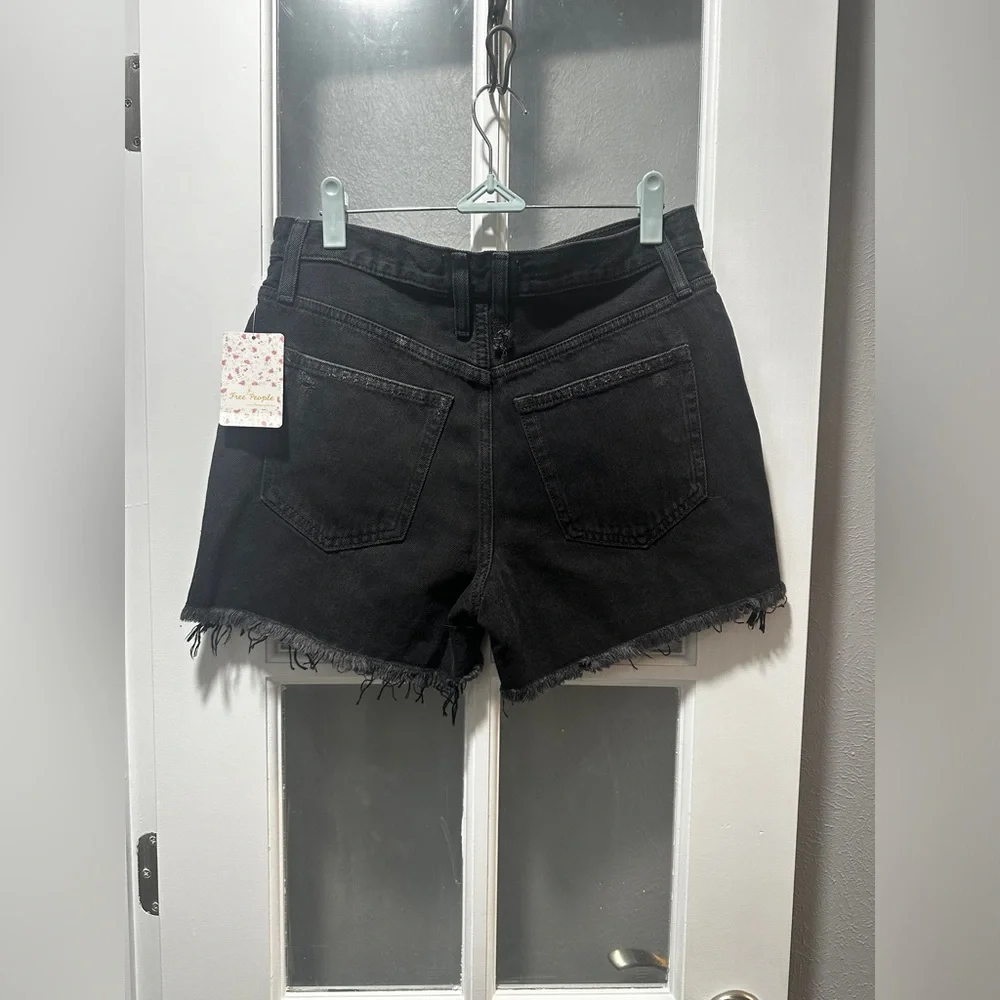 NWT Free People Washed Black Distressed Shorts. - Picture 14 of 16